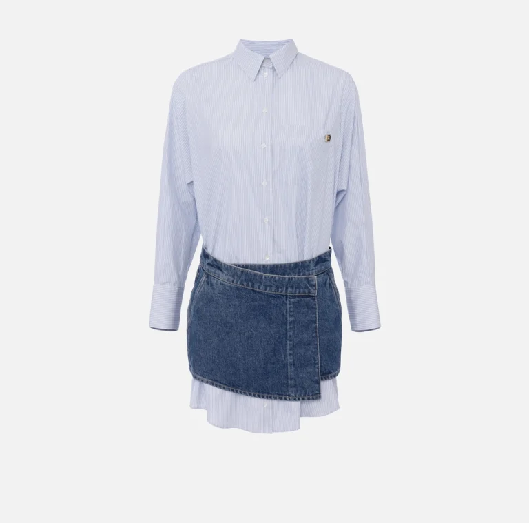 Rochie din poplin de bumbac și denim. - Anna Forgaci