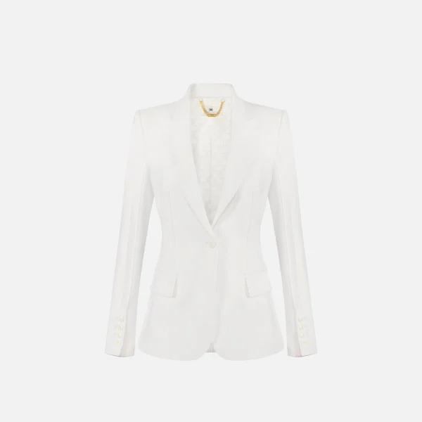 Jachetă din crêpe elastic cu dublu strat, cu terminații cu margini neprelucrate