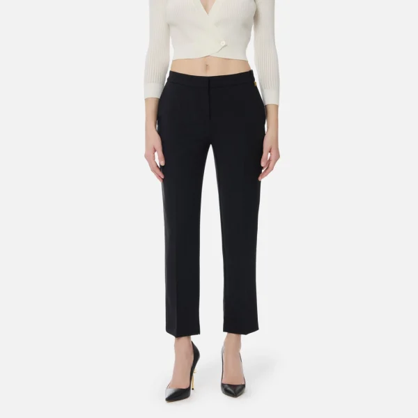 Pantaloni din crêpe ușor, cu charm logo