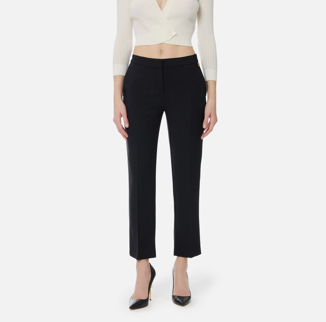 PA16661E2_110_2 Pantaloni din crêpe ușor, cu charm logo - imagine 1